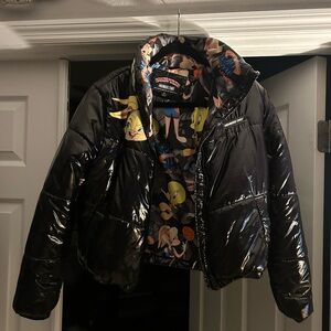 ••EUC Members Only × Space Jam High Shine Puffer Jacket Black Size Medium